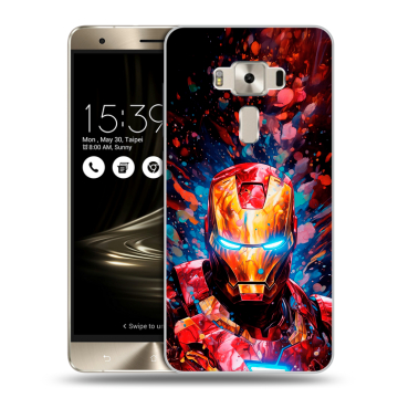 Силиконовый чехол на Asus ZenFone 3 Deluxe с принтом Железный человек Ironman
