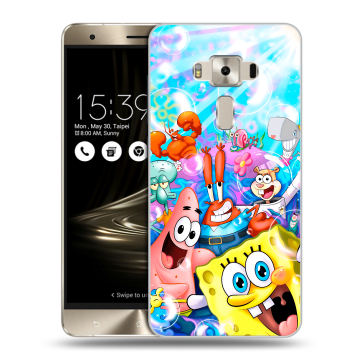 Силиконовый чехол на Asus ZenFone 3 Deluxe с принтом спанчбоб спанч боб