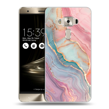 Силиконовый чехол на Asus ZenFone 3 Deluxe с принтом розовый мрамор