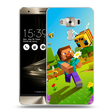 Силиконовый чехол на Asus ZenFone 3 Deluxe с принтом Майнкрафт Minecraft