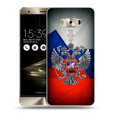 Силиконовый чехол на Asus ZenFone 3 Deluxe с принтом Флаг России