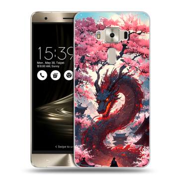 Силиконовый чехол на Asus ZenFone 3 Deluxe с принтом Дракон Японский