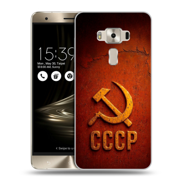 Силиконовый чехол на Asus ZenFone 3 Deluxe с принтом Флаг Герб СССР