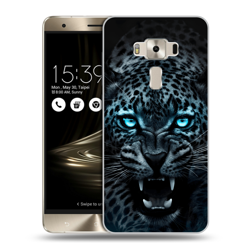 Силиконовый чехол на Asus ZenFone 3 Deluxe с принтом Темный леопард Силиконовый чехол на Asus ZenFone 3 Deluxe с принтом Темный леопард