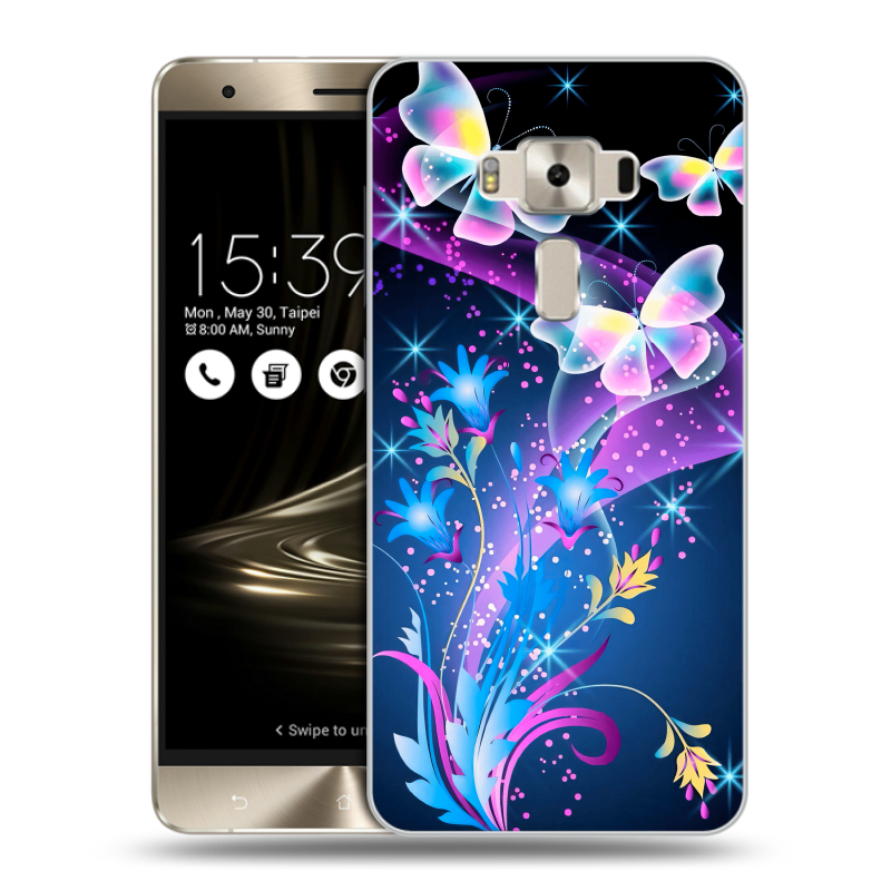 Силиконовый чехол на Asus ZenFone 3 Deluxe с принтом Бабочки Силиконовый чехол на Asus ZenFone 3 Deluxe с принтом Бабочки