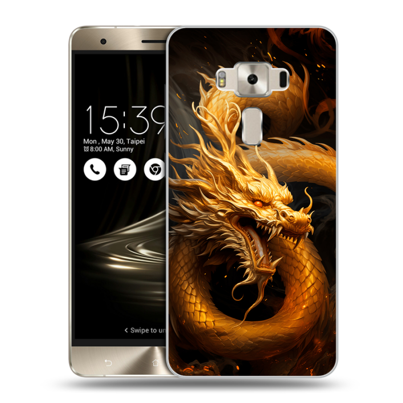 Пластиковый чехол на Asus ZenFone 3 Deluxe с принтом Золотой дракон Пластиковый чехол на Asus ZenFone 3 Deluxe с принтом Золотой дракон
