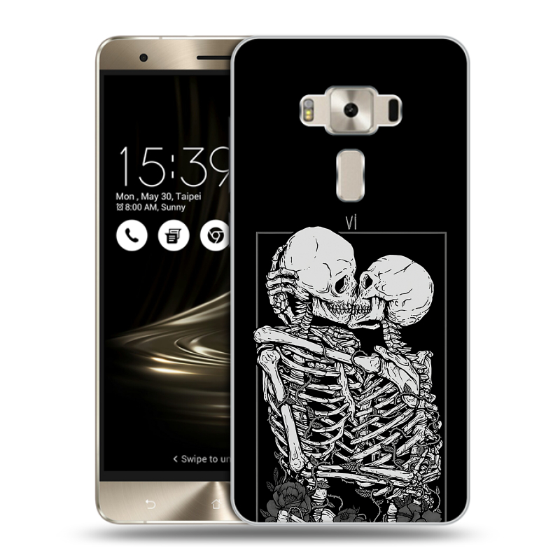 Силиконовый чехол на Asus ZenFone 3 Deluxe с принтом Поцелуй скелетов Силиконовый чехол на Asus ZenFone 3 Deluxe с принтом Поцелуй скелетов