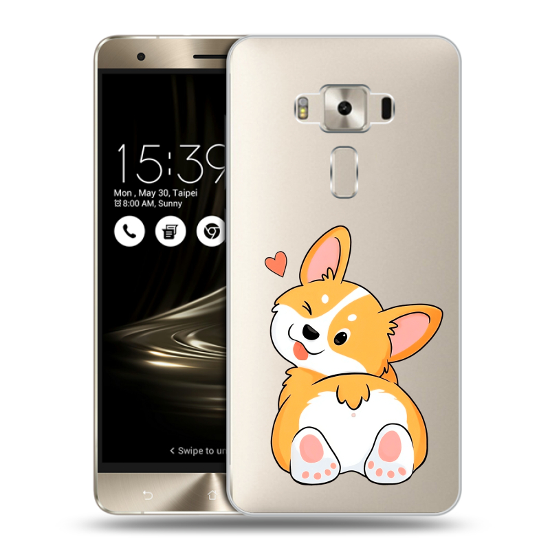 Силиконовый чехол на Asus ZenFone 3 Deluxe с принтом Корги Силиконовый чехол на Asus ZenFone 3 Deluxe с принтом Корги