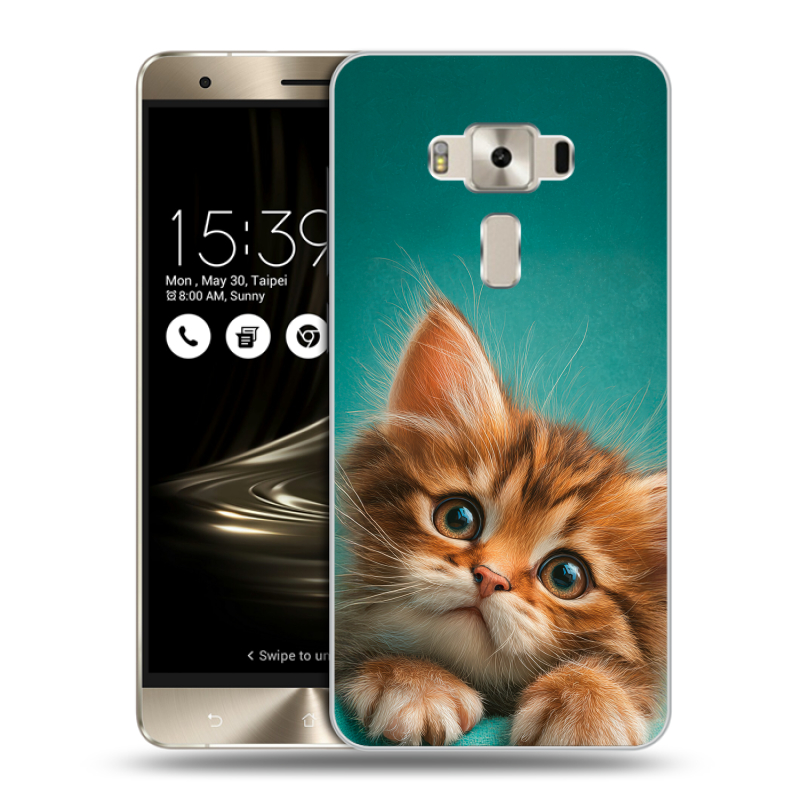Силиконовый чехол на Asus ZenFone 3 Deluxe с принтом котенок Силиконовый чехол на Asus ZenFone 3 Deluxe с принтом котенок