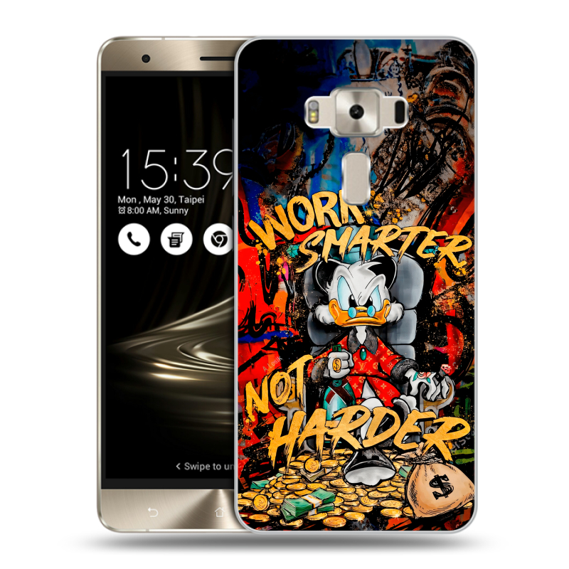Пластиковый чехол на Asus ZenFone 3 Deluxe с принтом Дональд Дак Деньги Пластиковый чехол на Asus ZenFone 3 Deluxe с принтом Дональд Дак Деньги