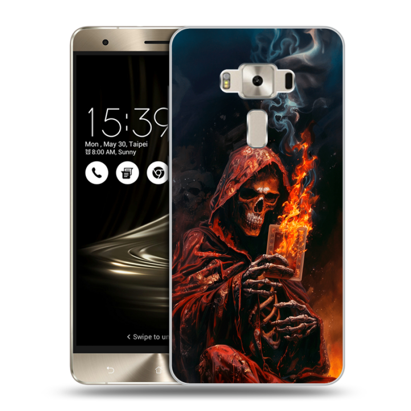 Силиконовый чехол на Asus ZenFone 3 Deluxe с принтом Скелет и карты Силиконовый чехол на Asus ZenFone 3 Deluxe с принтом Скелет и карты