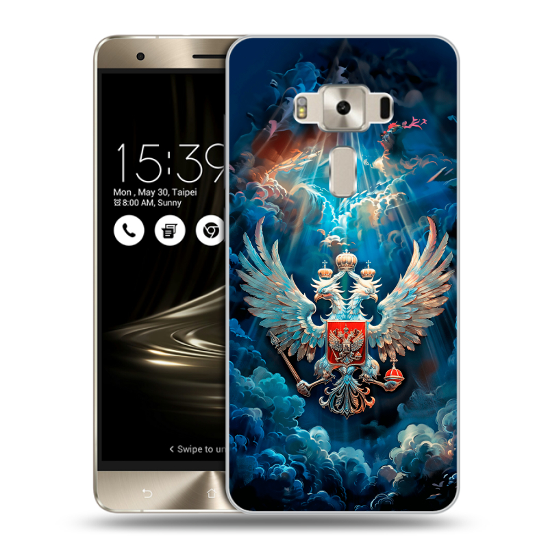 Пластиковый чехол на Asus ZenFone 3 Deluxe с принтом Герб флаг России Пластиковый чехол на Asus ZenFone 3 Deluxe с принтом Герб флаг России