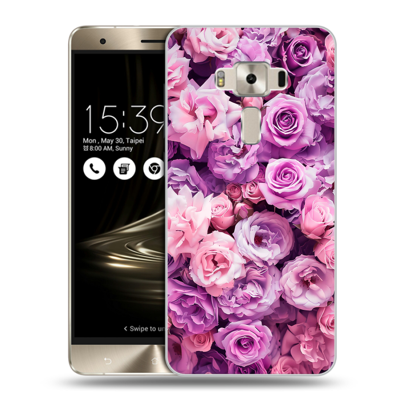 Пластиковый чехол на Asus ZenFone 3 Deluxe с принтом лавандовые розы Пластиковый чехол на Asus ZenFone 3 Deluxe с принтом лавандовые розы
