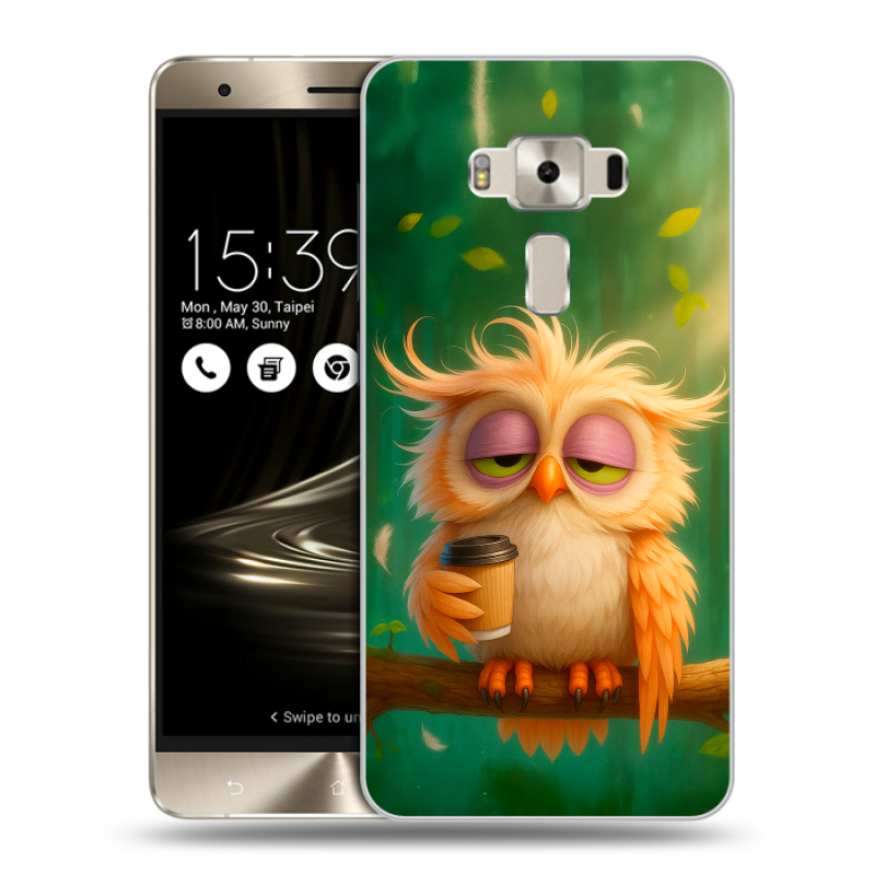 Силиконовый чехол на Asus ZenFone 3 Deluxe с принтом сова Силиконовый чехол на Asus ZenFone 3 Deluxe с принтом сова