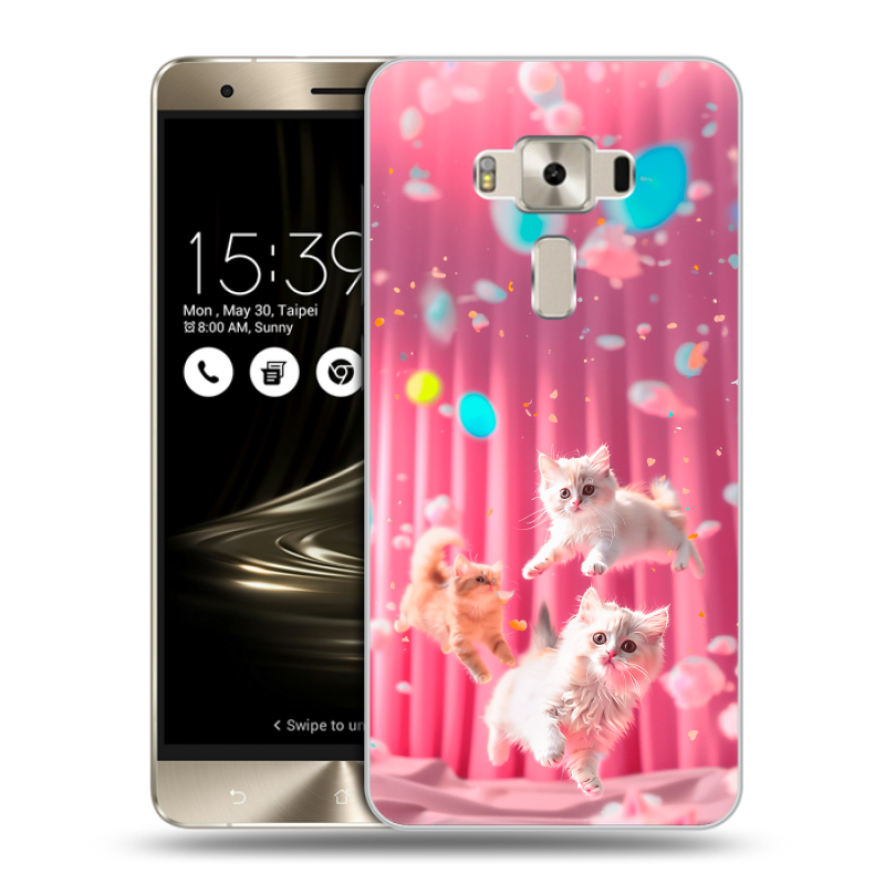 Пластиковый чехол на Asus ZenFone 3 Deluxe с принтом милые котики Пластиковый чехол на Asus ZenFone 3 Deluxe с принтом милые котики