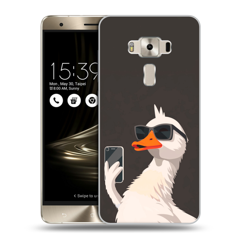 Пластиковый чехол на Asus ZenFone 3 Deluxe с принтом утка в очках Пластиковый чехол на Asus ZenFone 3 Deluxe с принтом утка в очках