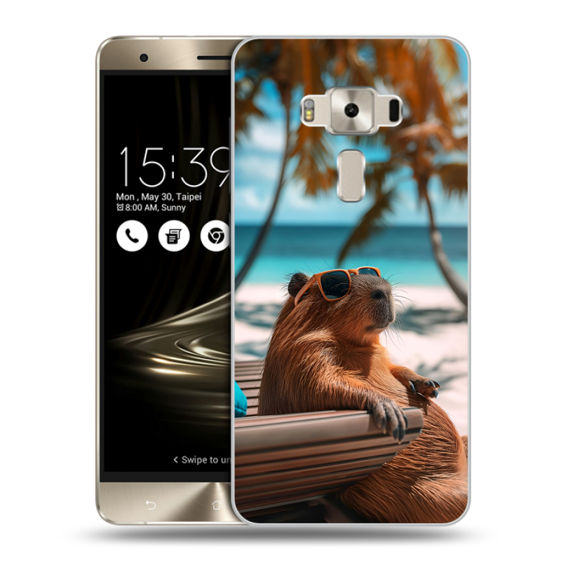 Пластиковый чехол на Asus ZenFone 3 Deluxe с принтом Капибара Пластиковый чехол на Asus ZenFone 3 Deluxe с принтом Капибара