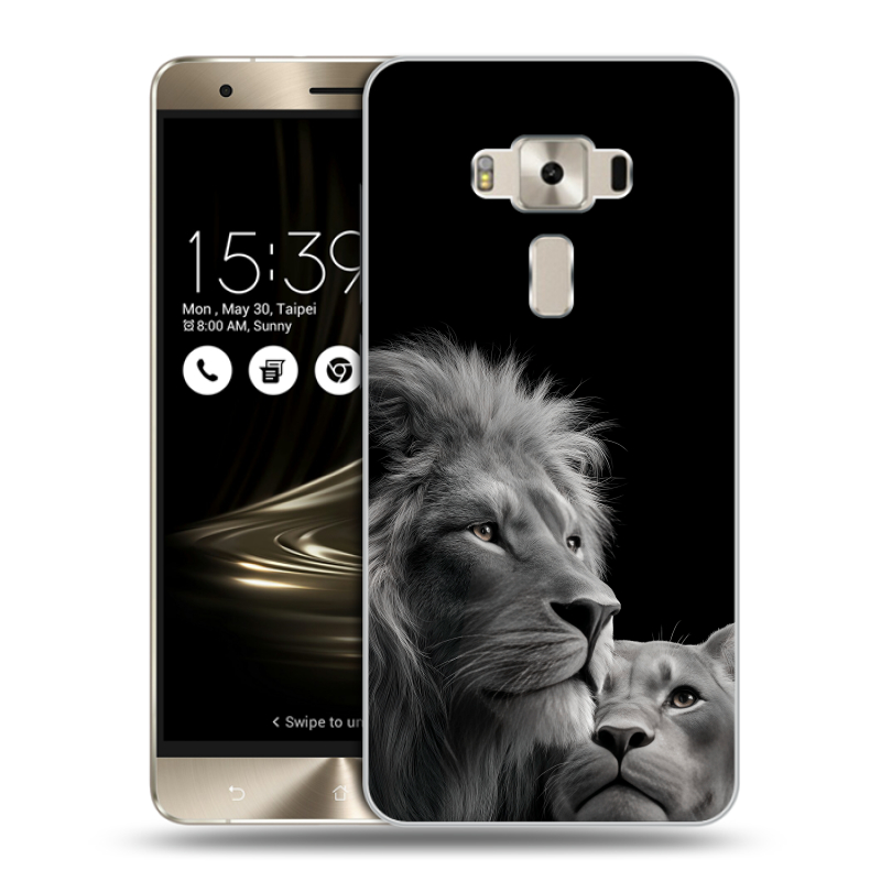 Силиконовый чехол на Asus ZenFone 3 Deluxe с принтом Лев кошки Силиконовый чехол на Asus ZenFone 3 Deluxe с принтом Лев кошки