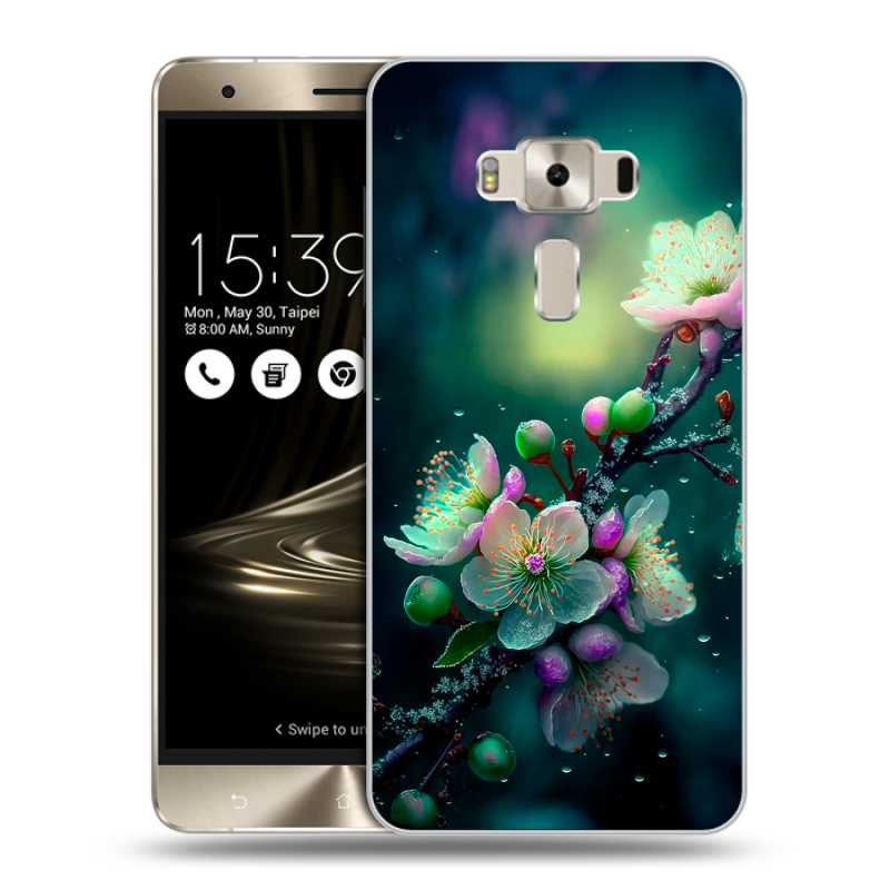 Пластиковый чехол на Asus ZenFone 3 Deluxe с принтом Цветы и мрамор Пластиковый чехол на Asus ZenFone 3 Deluxe с принтом Цветы и мрамор