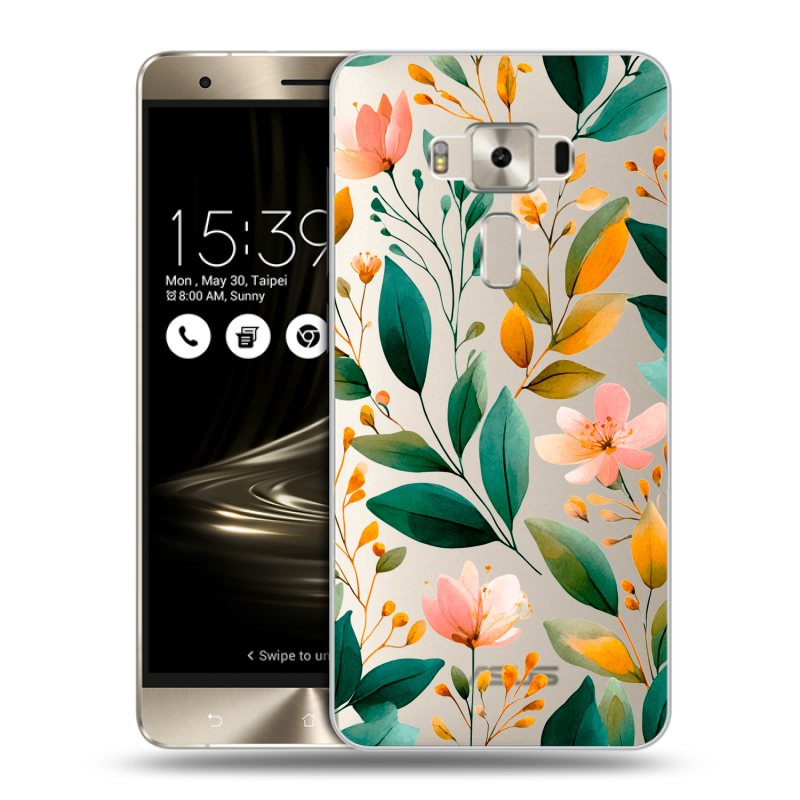Силиконовый чехол на Asus ZenFone 3 Deluxe с принтом Цветы паттерн Силиконовый чехол на Asus ZenFone 3 Deluxe с принтом Цветы паттерн