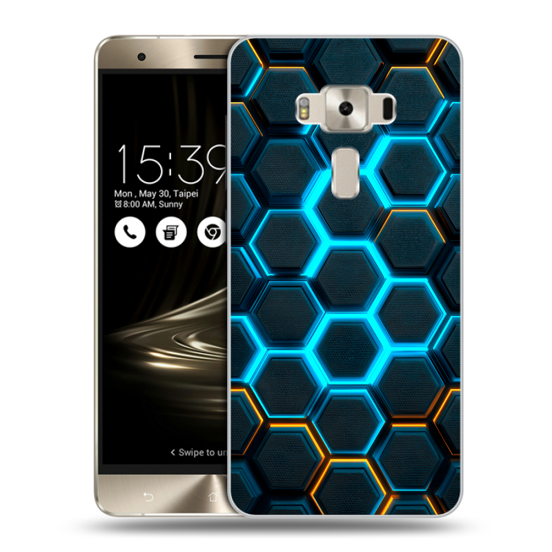 Силиконовый чехол на Asus ZenFone 3 Deluxe с принтом Неоновые соты Силиконовый чехол на Asus ZenFone 3 Deluxe с принтом Неоновые соты