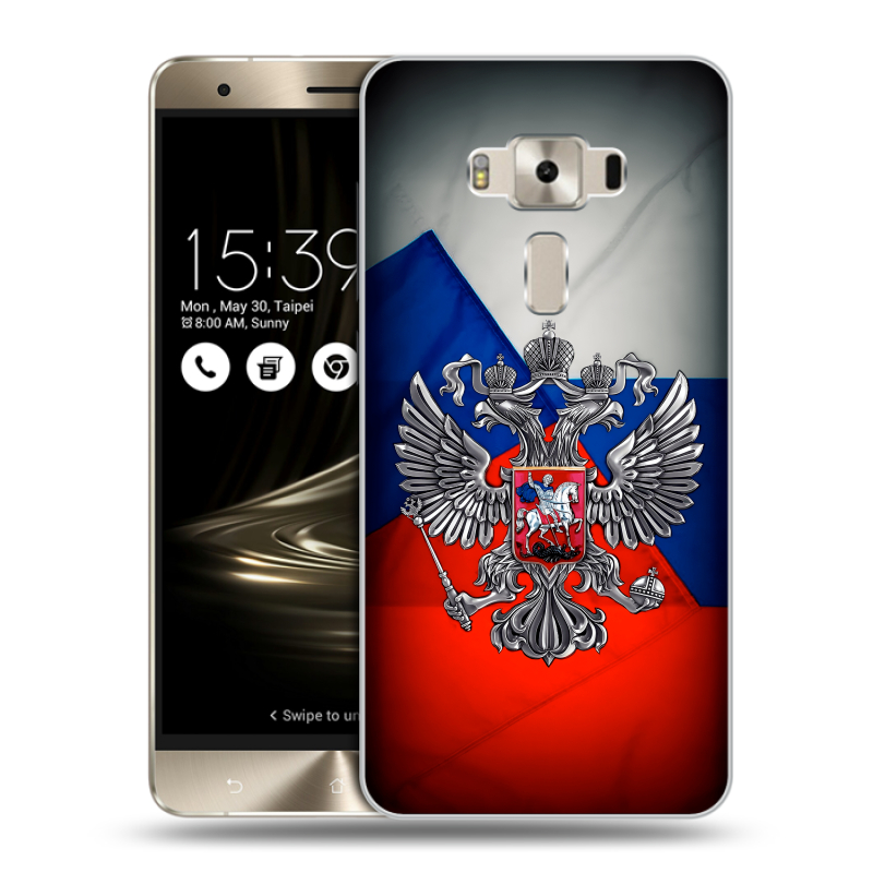 Пластиковый чехол на Asus ZenFone 3 Deluxe с принтом Флаг России Пластиковый чехол на Asus ZenFone 3 Deluxe с принтом Флаг России