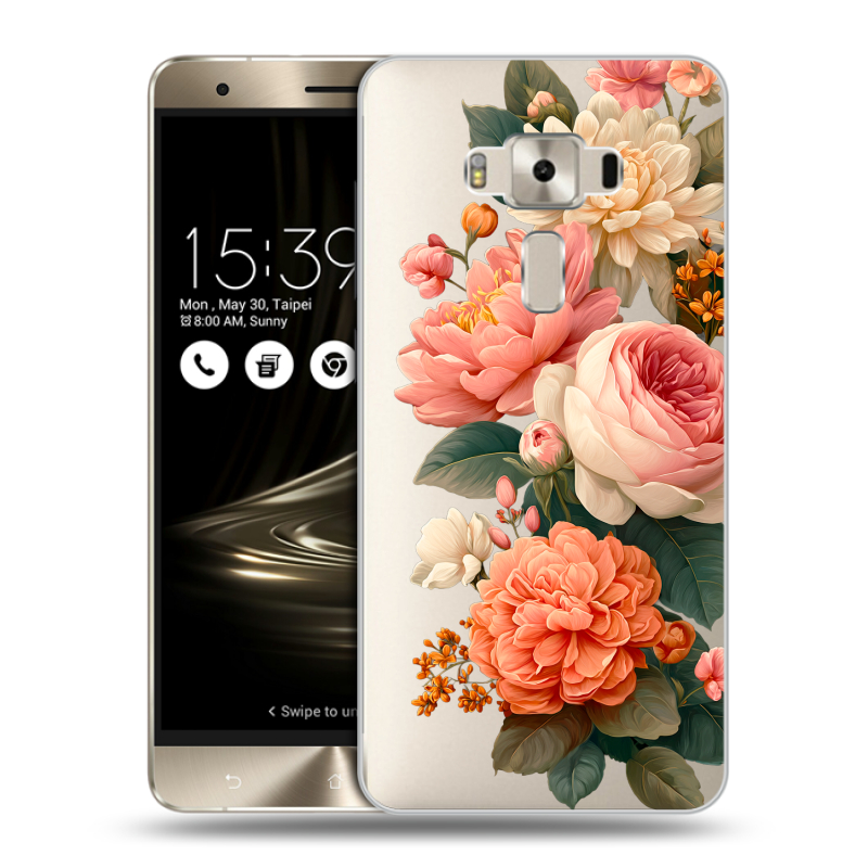 Силиконовый чехол на Asus ZenFone 3 Deluxe с принтом цветы Силиконовый чехол на Asus ZenFone 3 Deluxe с принтом цветы