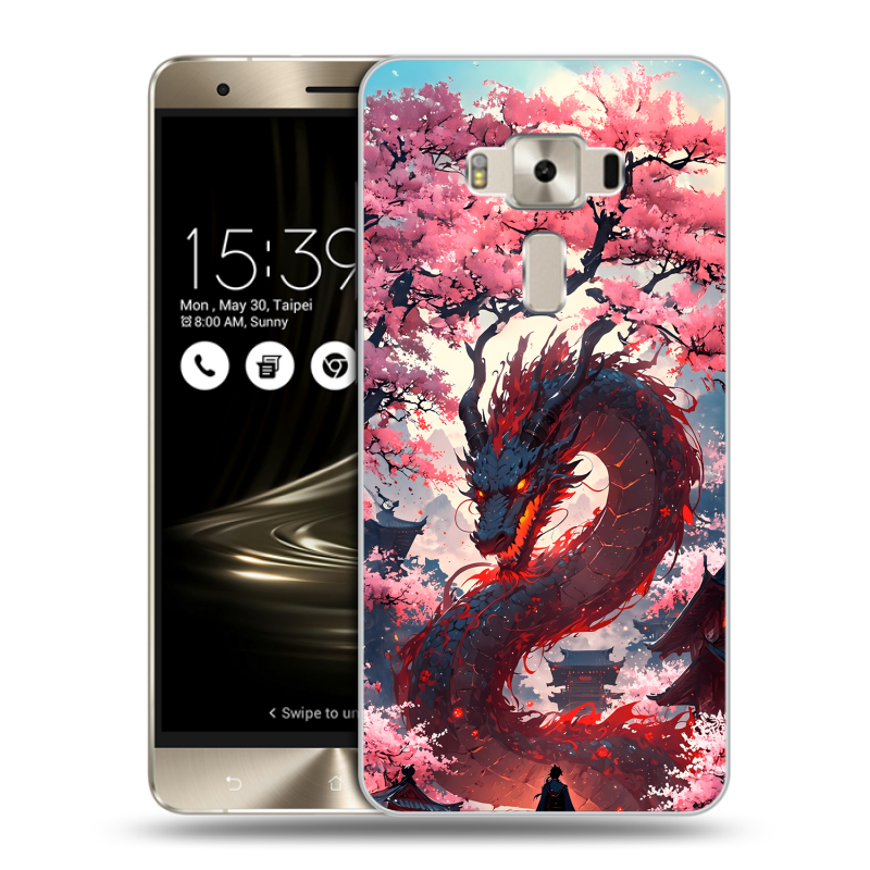 Пластиковый чехол на Asus ZenFone 3 Deluxe с принтом Дракон Японский Пластиковый чехол на Asus ZenFone 3 Deluxe с принтом Дракон Японский