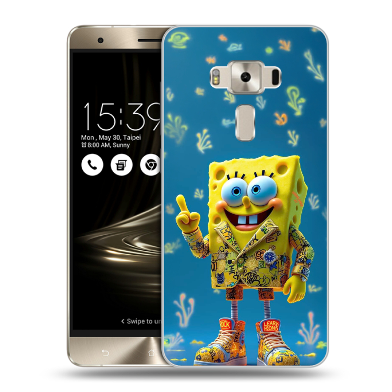 Пластиковый чехол на Asus ZenFone 3 Deluxe с принтом Спанч боб Спанчбоб Пластиковый чехол на Asus ZenFone 3 Deluxe с принтом Спанч боб Спанчбоб
