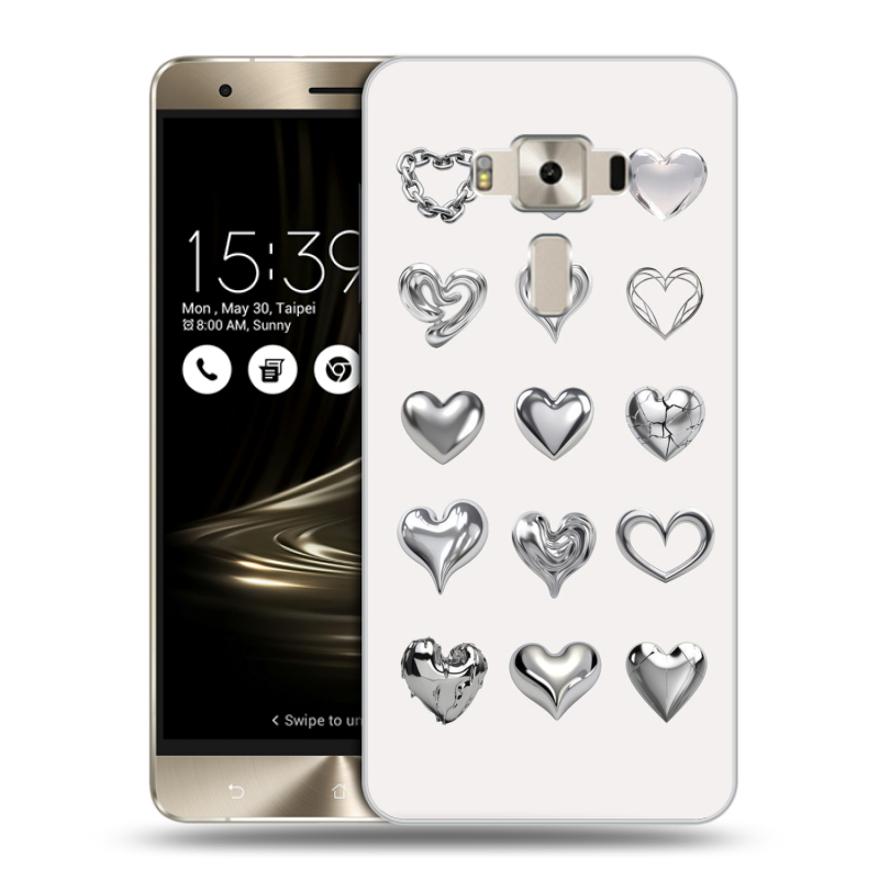 Пластиковый чехол на Asus ZenFone 3 Deluxe с принтом Y2K сердечки Пластиковый чехол на Asus ZenFone 3 Deluxe с принтом Y2K сердечки