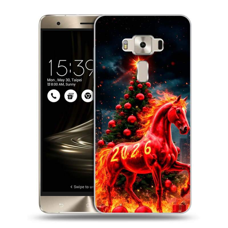 Силиконовый чехол на Asus ZenFone 3 Deluxe с принтом Новый год Силиконовый чехол на Asus ZenFone 3 Deluxe с принтом Новый год