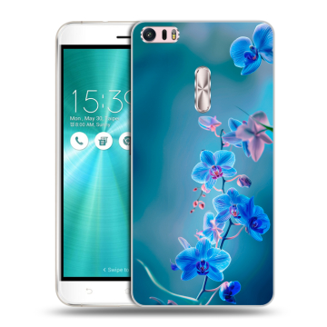Силиконовый чехол на Asus ZenFone 3 Ultra с принтом Голубые цветы Силиконовый чехол на Asus ZenFone 3 Ultra с принтом Голубые цветы
