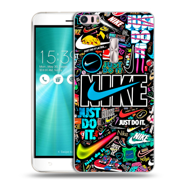 Силиконовый чехол на Asus ZenFone 3 Ultra с принтом найк nike черный Силиконовый чехол на Asus ZenFone 3 Ultra с принтом найк nike черный