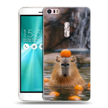 Силиконовый чехол на Asus ZenFone 3 Ultra с принтом Капибара с апельсином