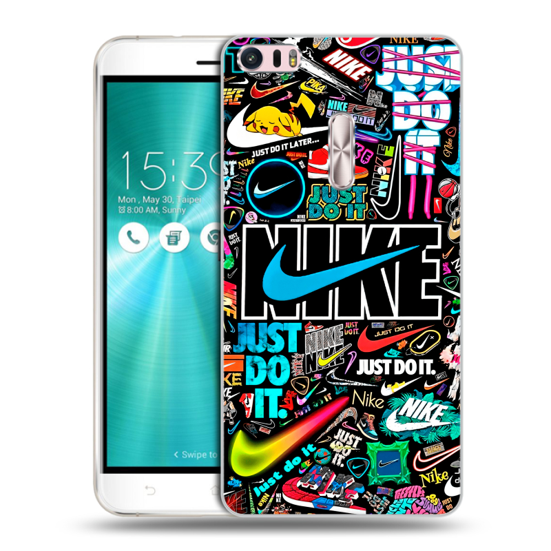Силиконовый чехол на Asus ZenFone 3 Ultra с принтом найк nike черный Силиконовый чехол на Asus ZenFone 3 Ultra с принтом найк nike черный