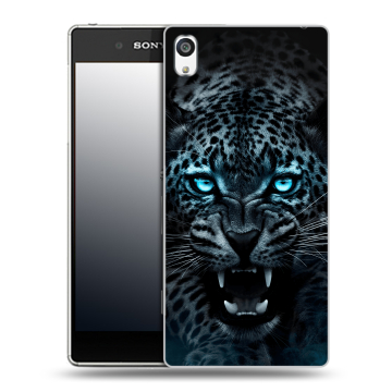 Пластиковый чехол на Sony Xperia E5 с принтом Темный леопард Пластиковый чехол на Sony Xperia E5 с принтом Темный леопард