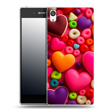 Пластиковый чехол на Sony Xperia E5 с принтом Сердечки Пластиковый чехол на Sony Xperia E5 с принтом Сердечки