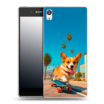 Пластиковый чехол на Sony Xperia E5 с принтом Корги на скейте