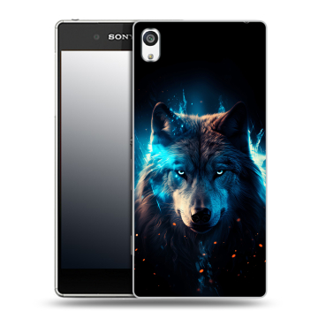 Пластиковый чехол на Sony Xperia E5 с принтом Волк ночной