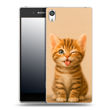 Пластиковый чехол на Sony Xperia E5 с принтом котенок