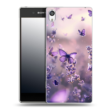 Пластиковый чехол на Sony Xperia E5 с принтом бабочки и лаванда