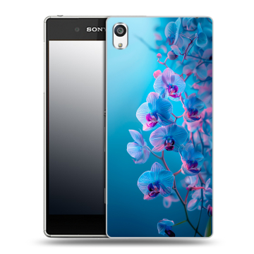 Пластиковый чехол на Sony Xperia E5 с принтом голубые орхидеи