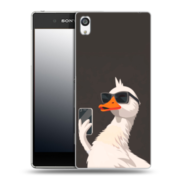 Пластиковый чехол на Sony Xperia E5 с принтом утка в очках