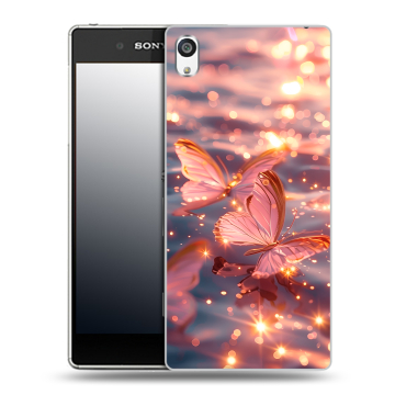 Пластиковый чехол на Sony Xperia E5 с принтом бабочки розовые