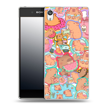 Пластиковый чехол на Sony Xperia E5 с принтом капибары
