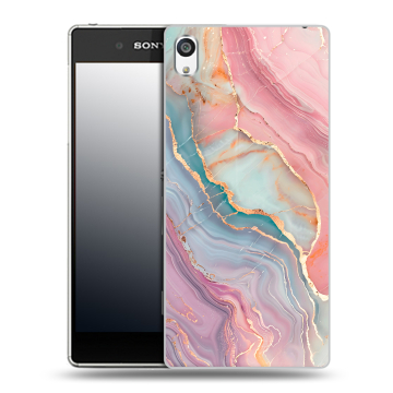 Пластиковый чехол на Sony Xperia E5 с принтом розовый мрамор