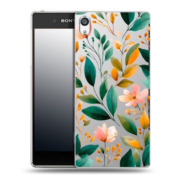Пластиковый чехол на Sony Xperia E5 с принтом Цветы паттерн