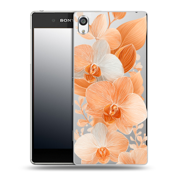 Пластиковый чехол на Sony Xperia E5 с принтом Бежевые цветы