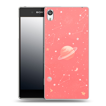 Пластиковый чехол на Sony Xperia E5 с принтом Розовый космос