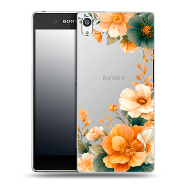 Пластиковый чехол на Sony Xperia E5 с принтом Цветы принт